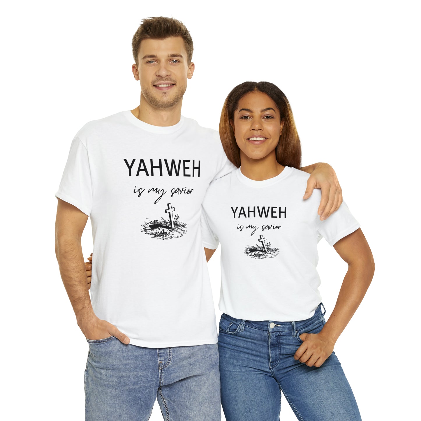 Unisex Tee- Shirt (Yahweh is my savior) with a cross