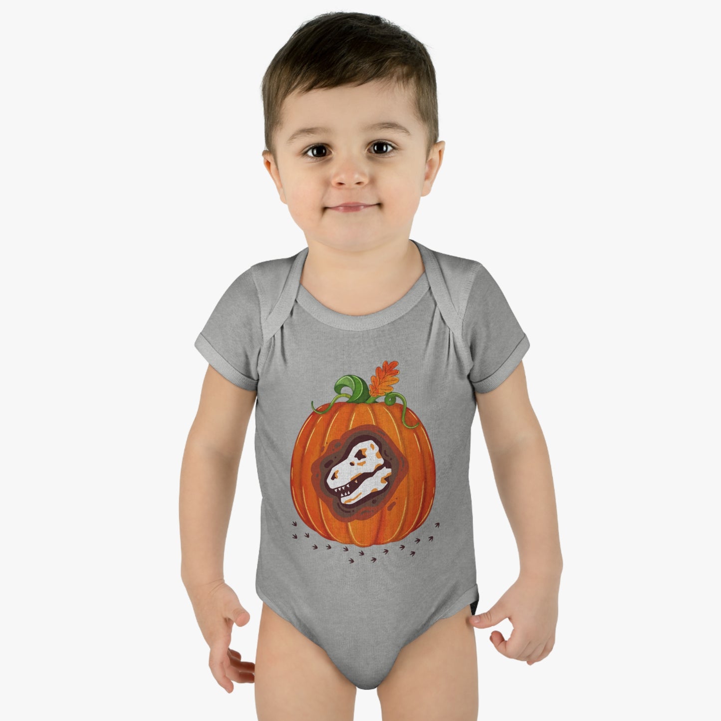 Halloween Dino-Bone Pumpkin Baby Bodysuit