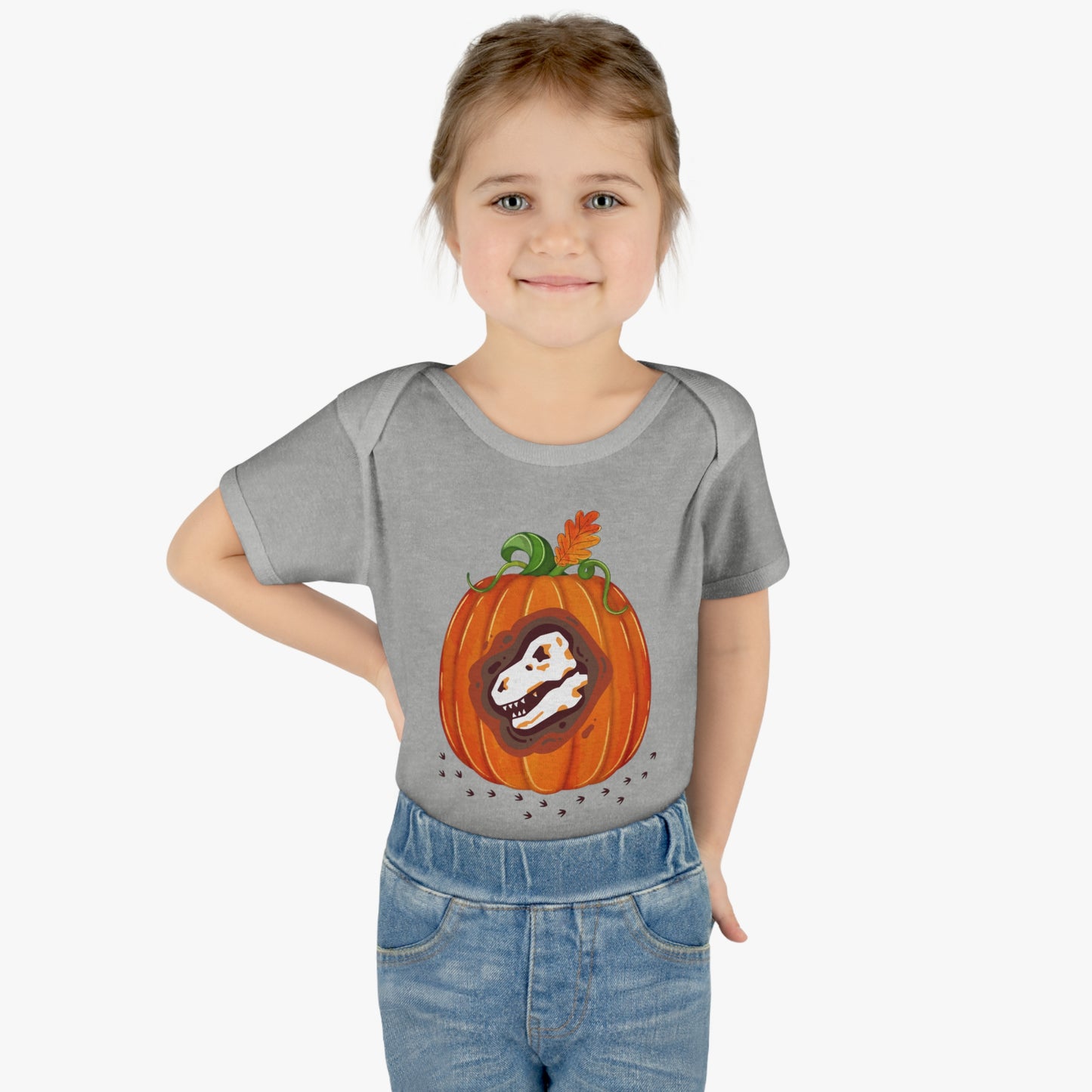 Halloween Dino-Bone Pumpkin Baby Bodysuit