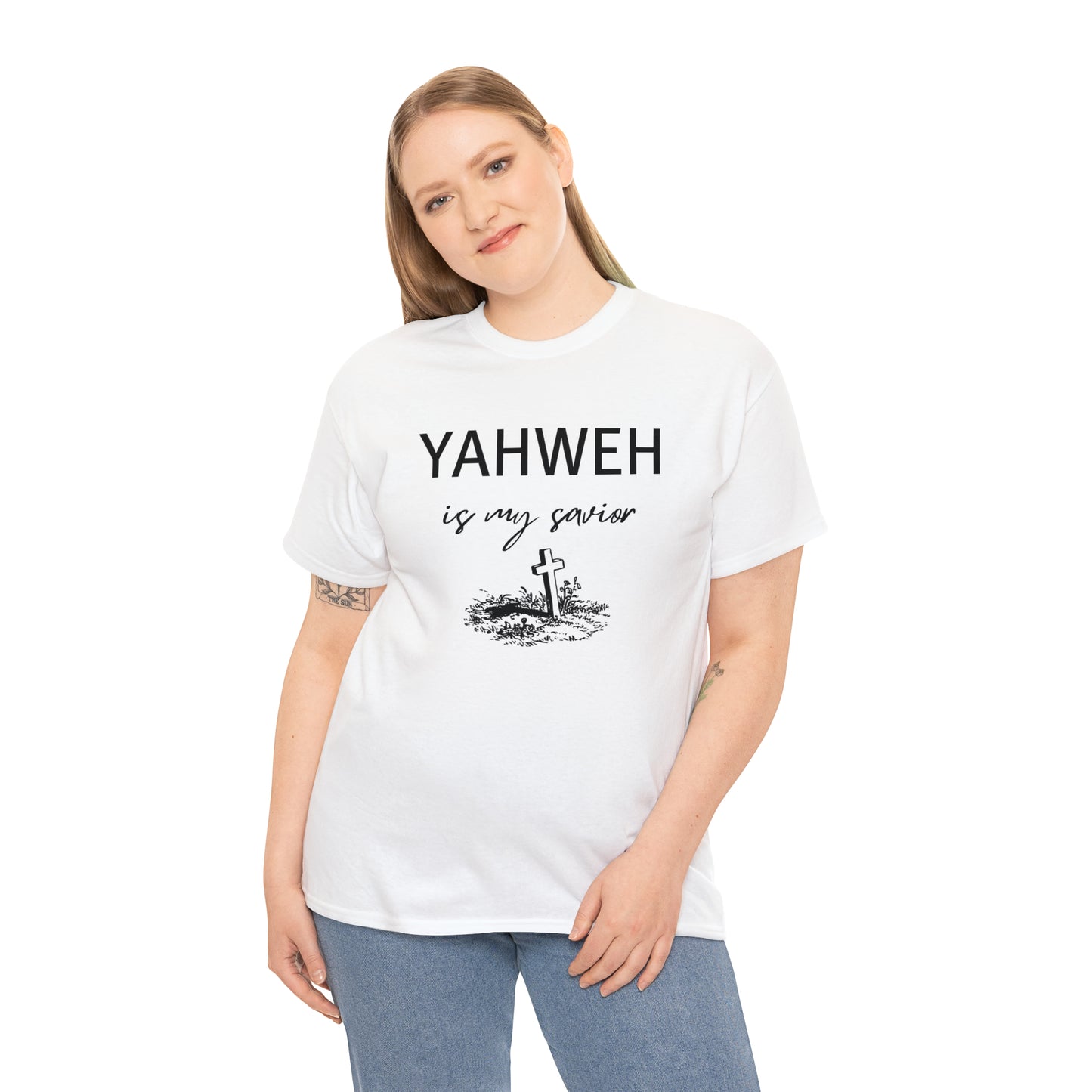 Unisex Tee- Shirt (Yahweh is my savior) with a cross