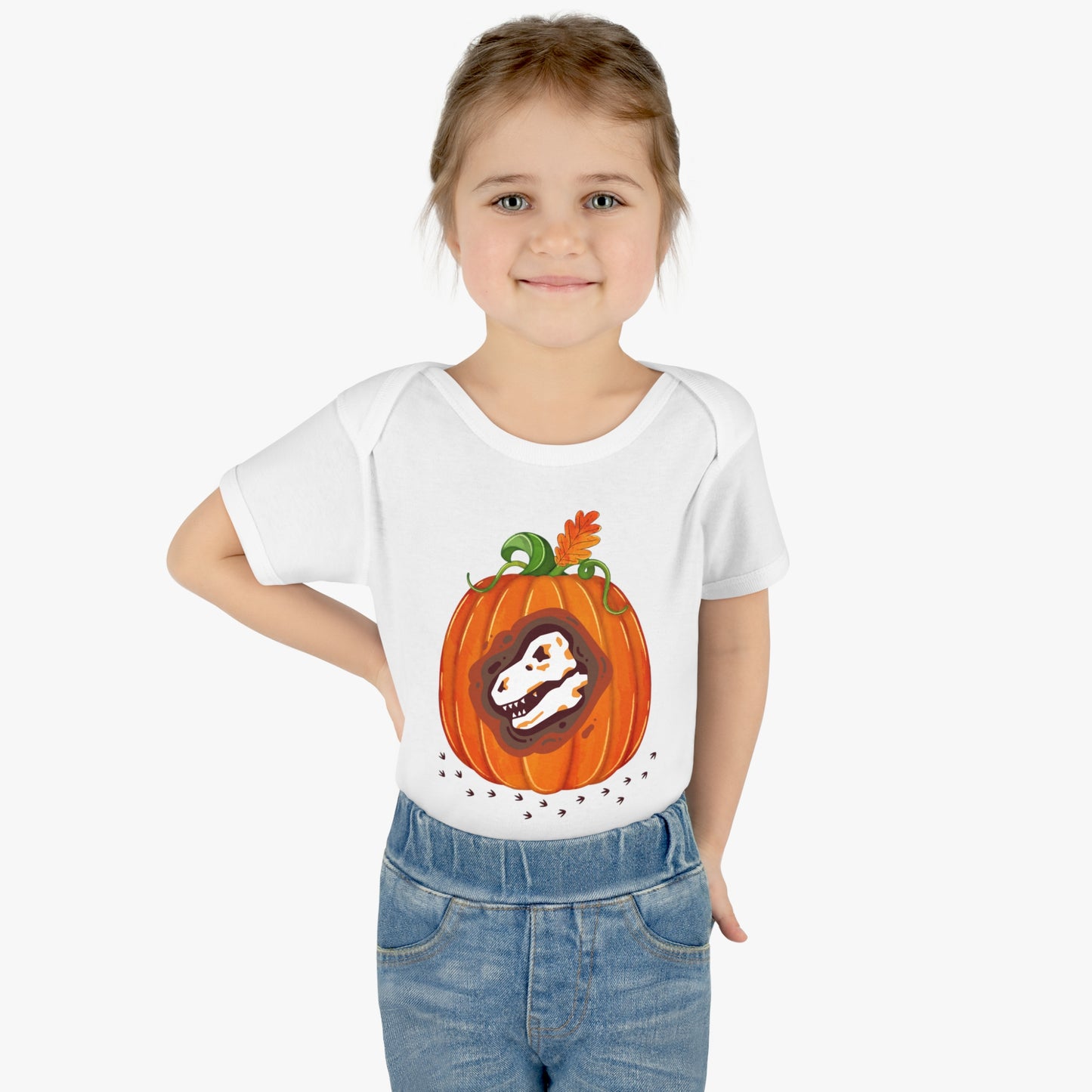 Halloween Dino-Bone Pumpkin Baby Bodysuit