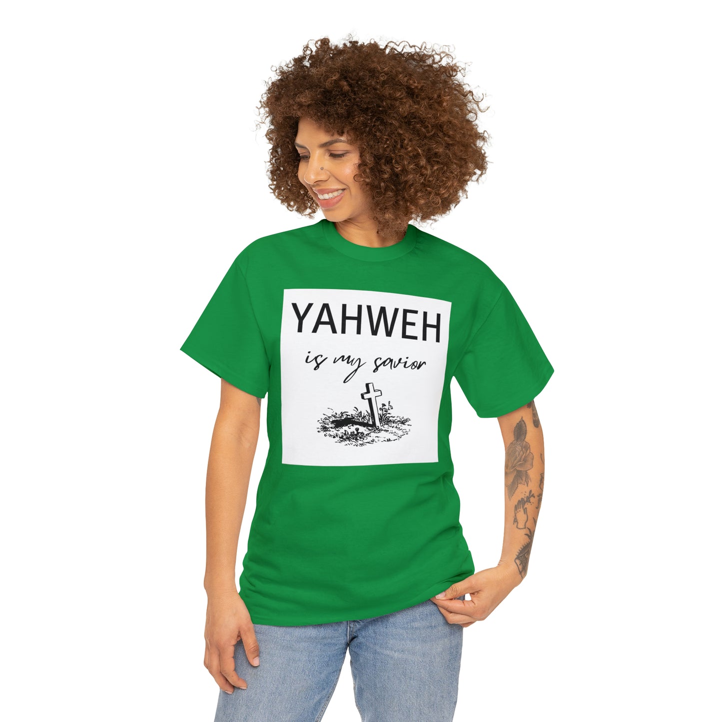 Unisex Tee- Shirt (Yahweh is my savior) with a cross