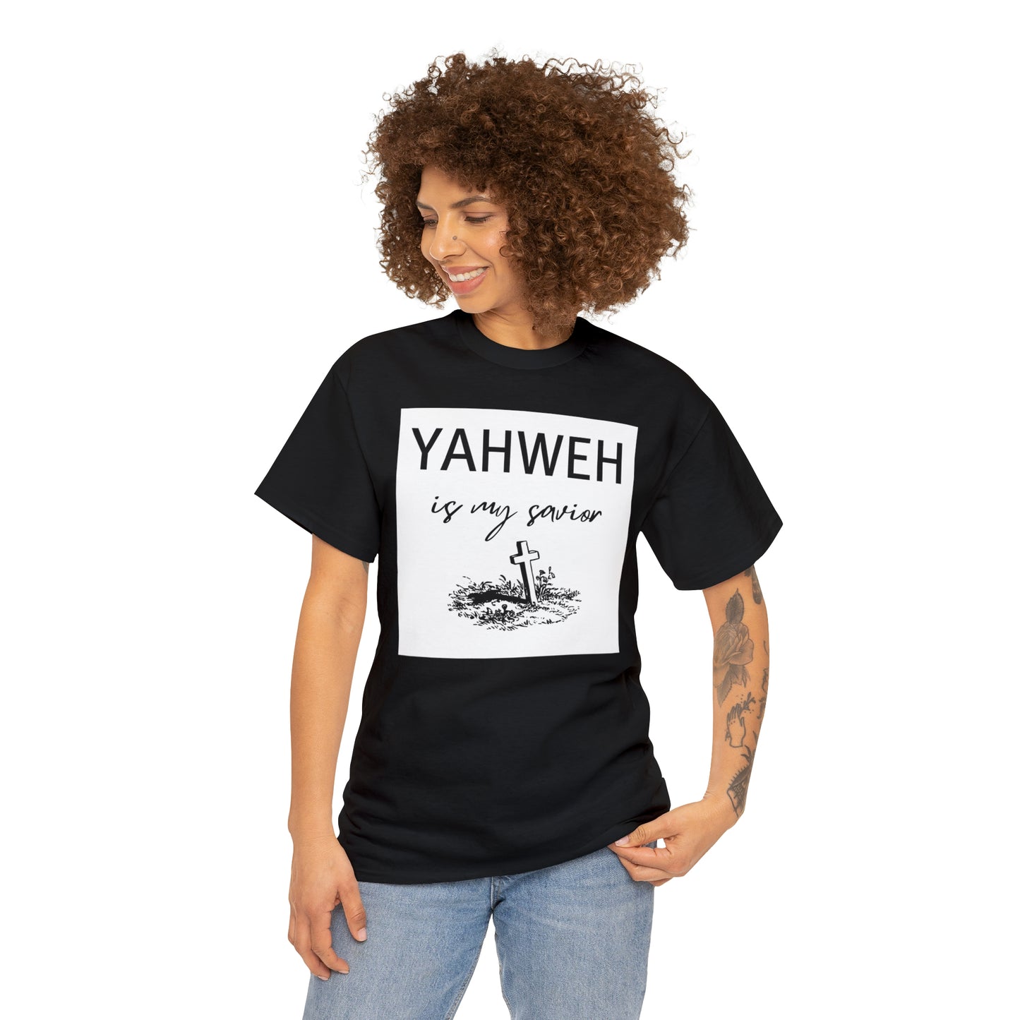 Unisex Tee- Shirt (Yahweh is my savior) with a cross