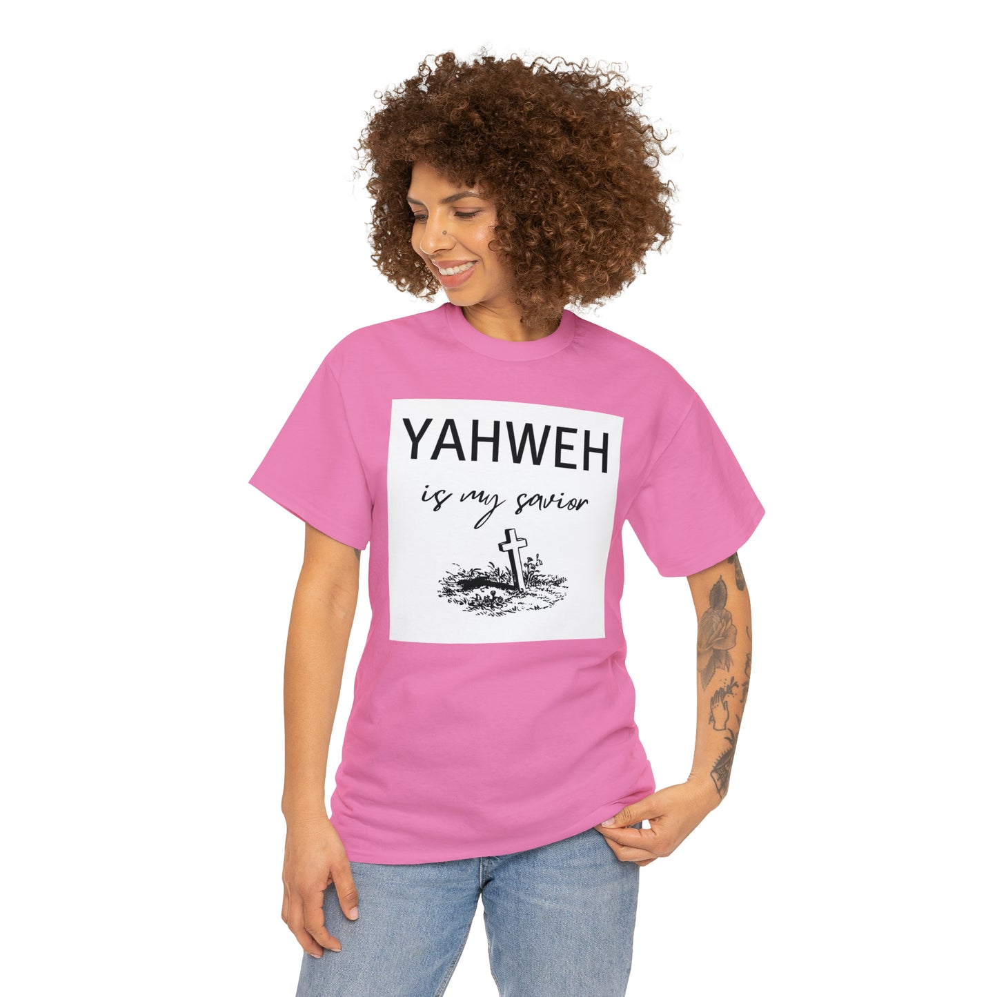 Unisex Tee- Shirt (Yahweh is my savior) with a cross