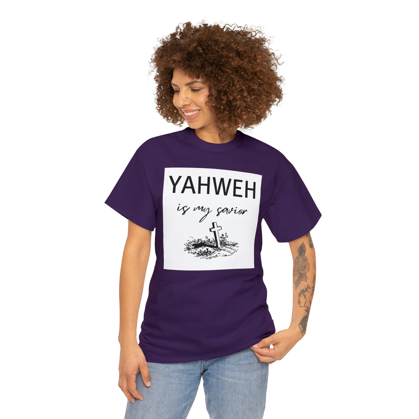 Unisex Tee- Shirt (Yahweh is my savior) with a cross