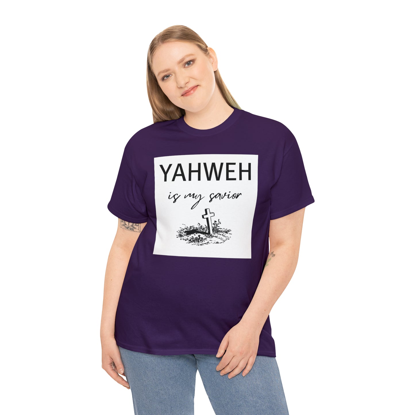 Unisex Tee- Shirt (Yahweh is my savior) with a cross