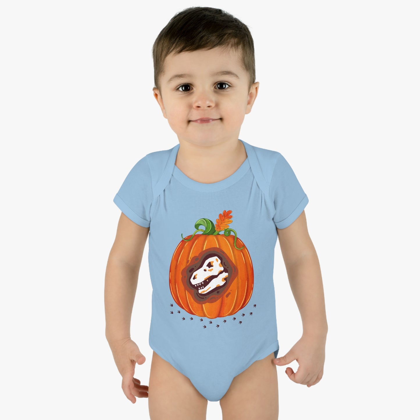 Halloween Dino-Bone Pumpkin Baby Bodysuit