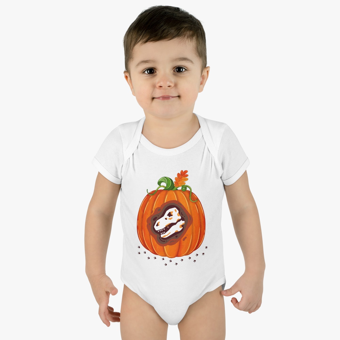 Halloween Dino-Bone Pumpkin Baby Bodysuit