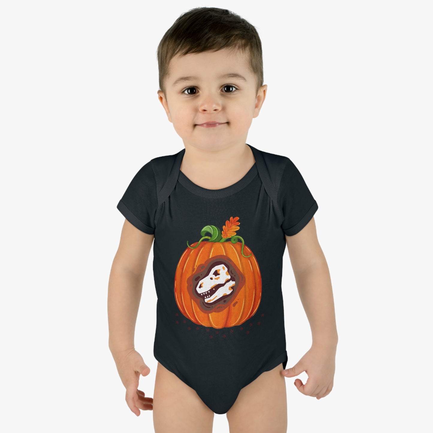 Halloween Dino-Bone Pumpkin Baby Bodysuit