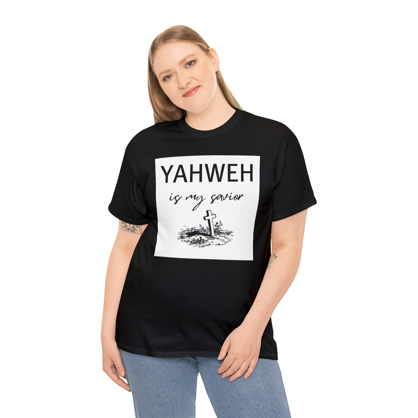 Unisex Tee- Shirt (Yahweh is my savior) with a cross