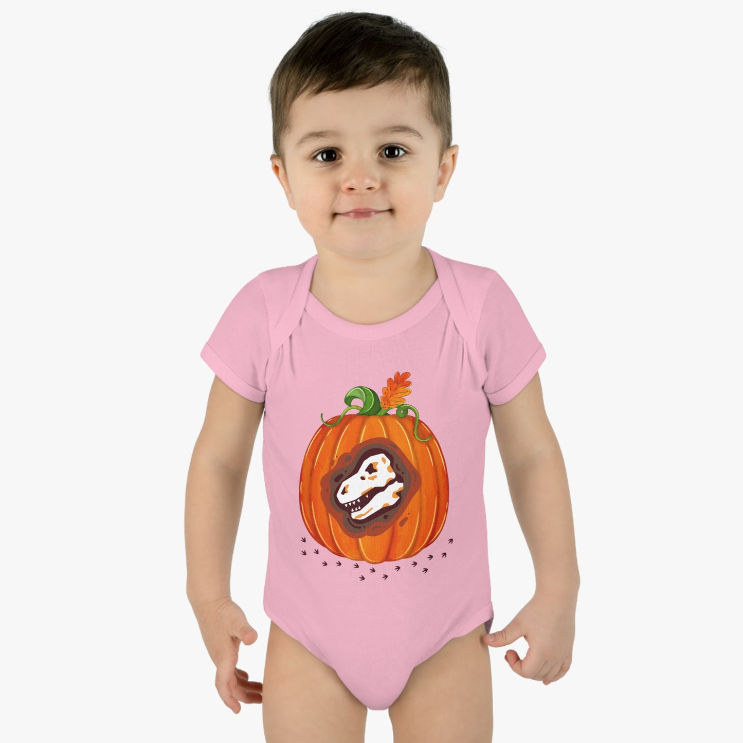 Halloween Dino-Bone Pumpkin Baby Bodysuit