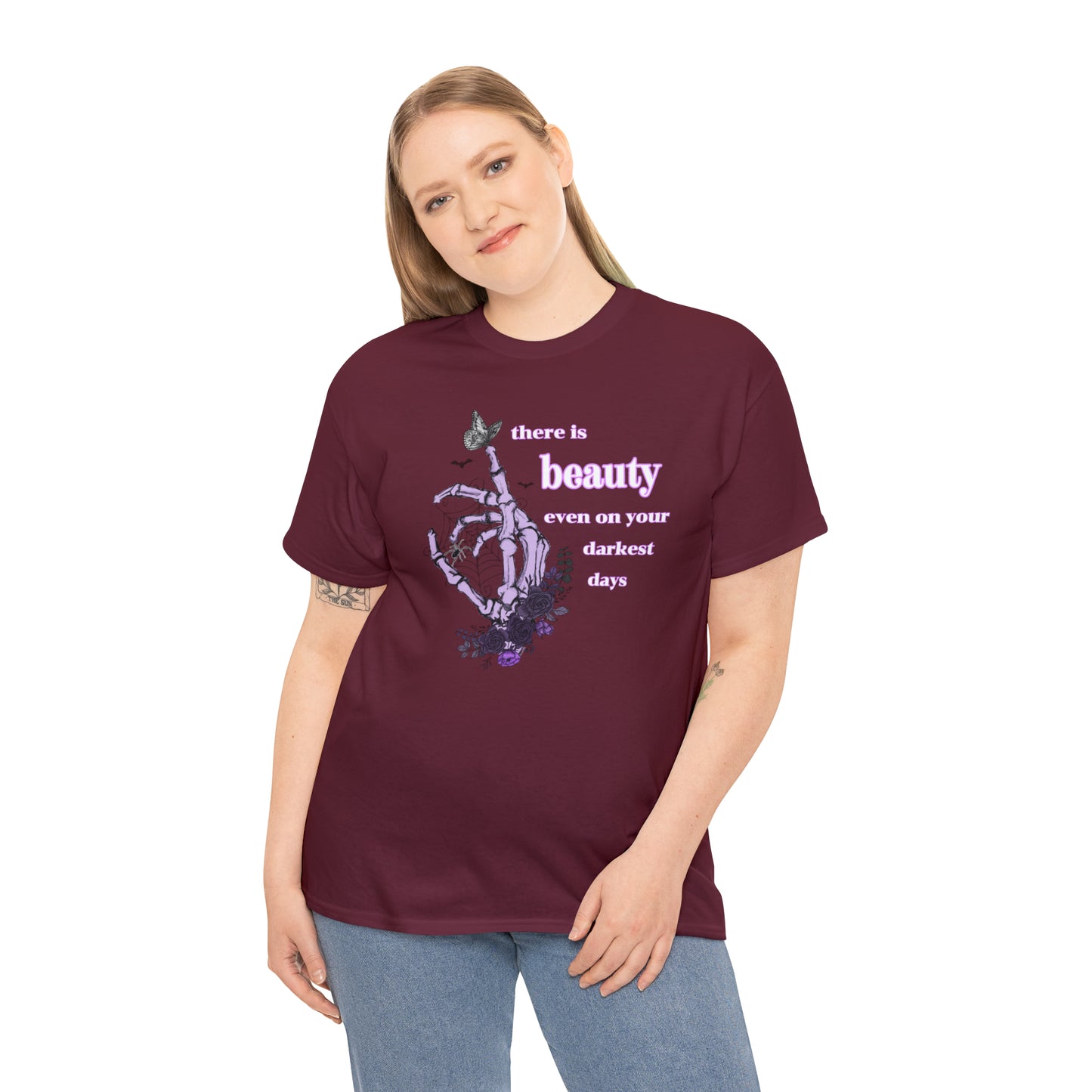 Woman’s Cotton T-Shirt (there is beauty even on your darkest days)