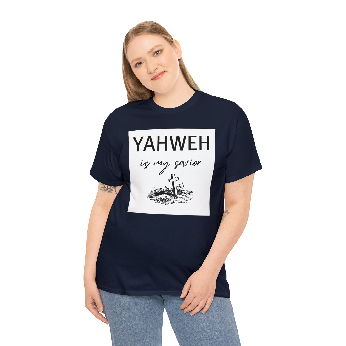 Unisex Tee- Shirt (Yahweh is my savior) with a cross