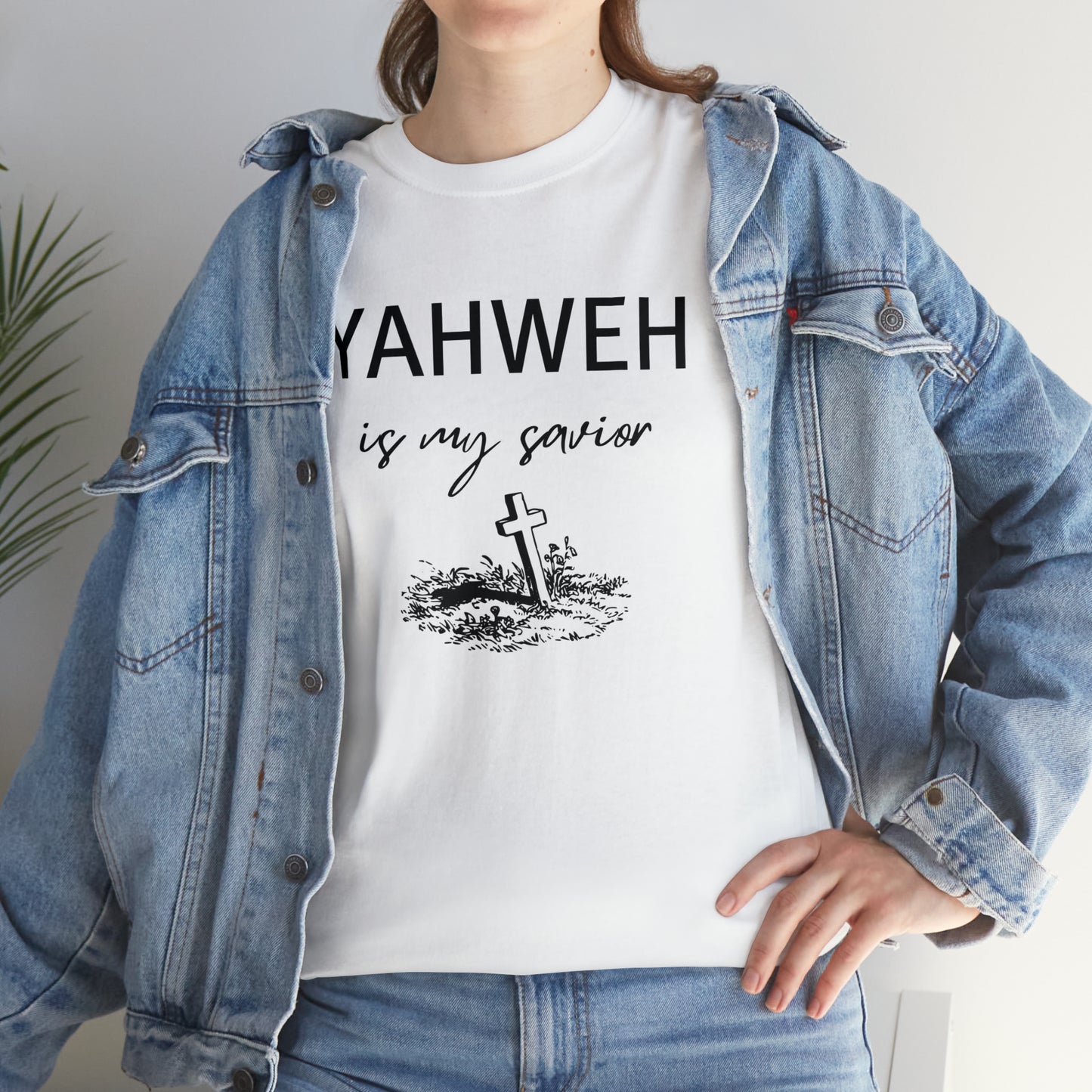 Unisex Tee- Shirt (Yahweh is my savior) with a cross