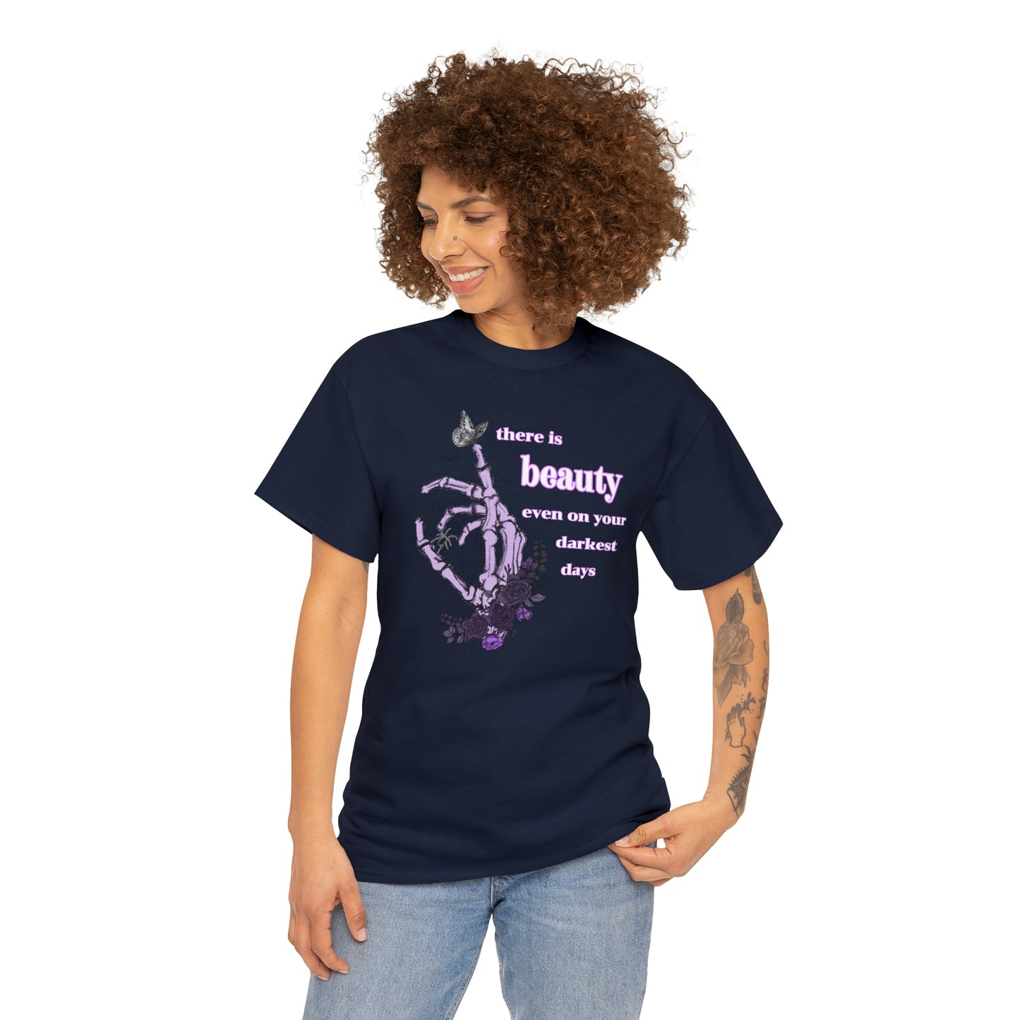 Woman’s Cotton T-Shirt (there is beauty even on your darkest days)